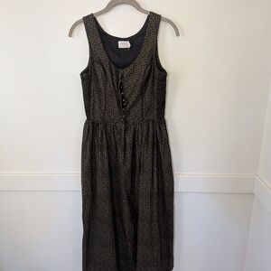 Voriagh Xs/6 Black and Gold Patterned Midi Dress